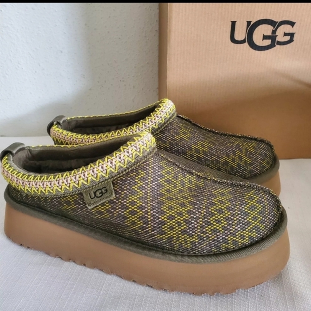 NEW WOMENS SZ 8 BURNT OLIVE UGG TAZZ MAXI TASMAN 1140430 PLATFORM SLIPPERS SHOES
